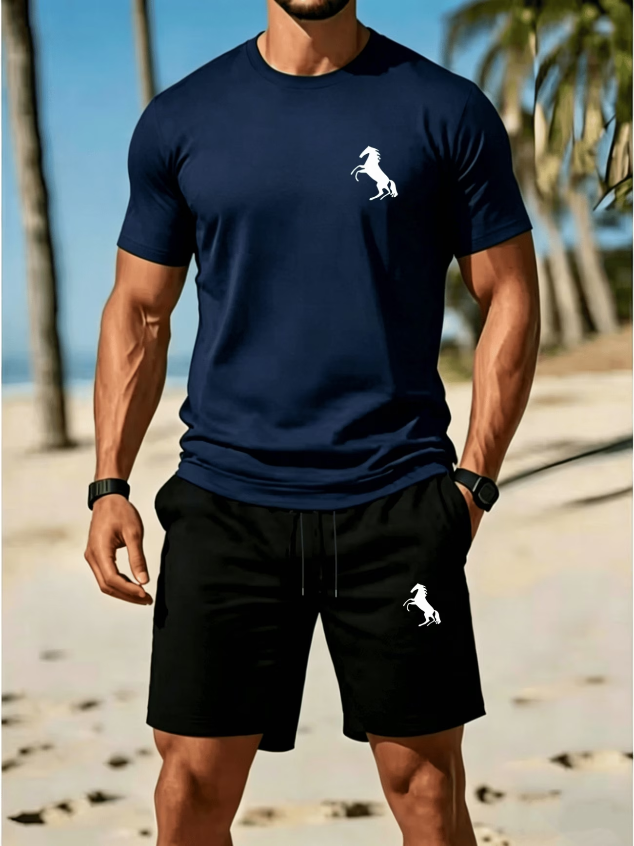 Men's casual T-shirt and shorts set for summer
