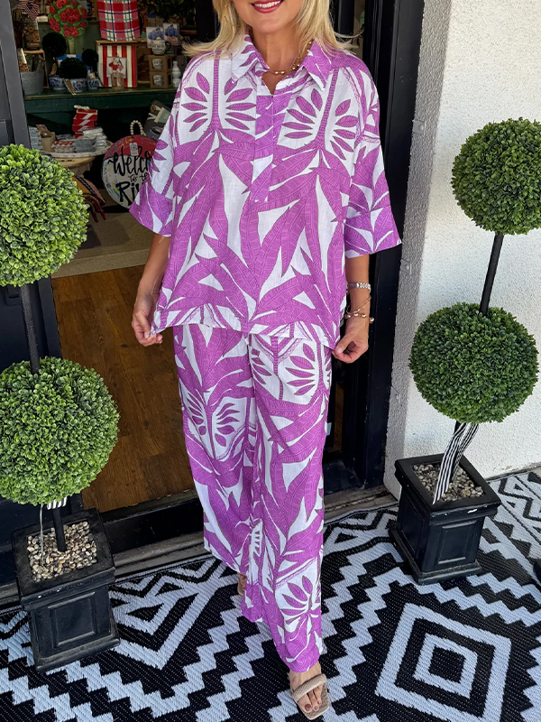 New🔥Women's floral casual loose two-piece suit