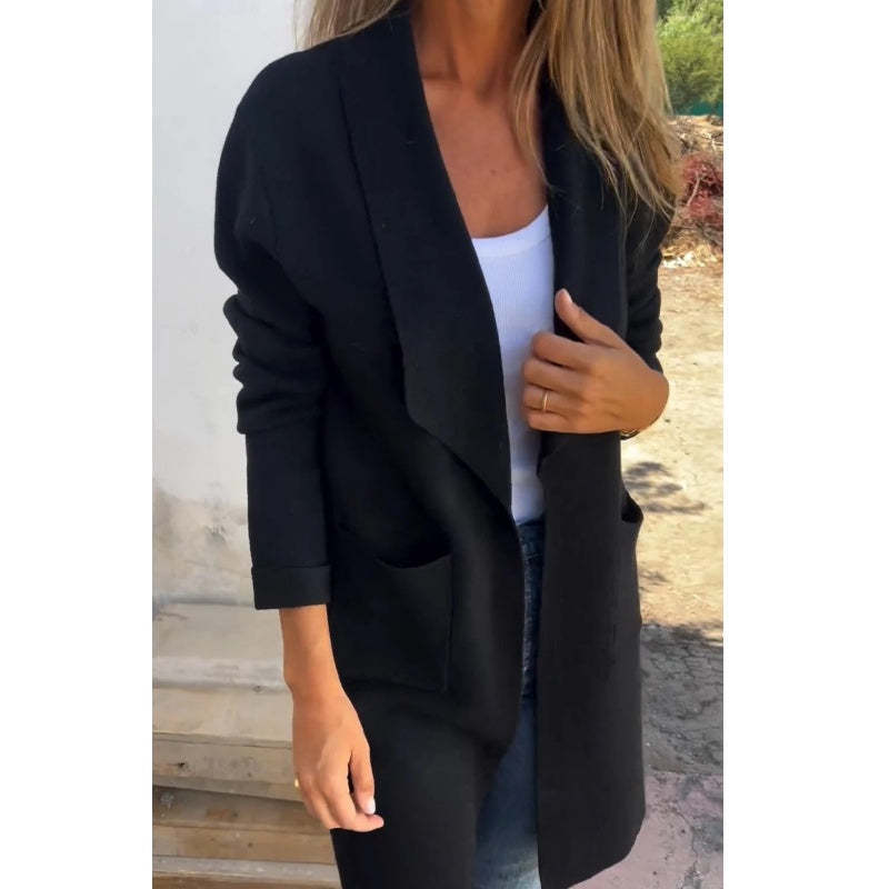 🔥Only 36 left in stock-Lapel Collar Casual Long-Sleeved Open-Front Sweater
