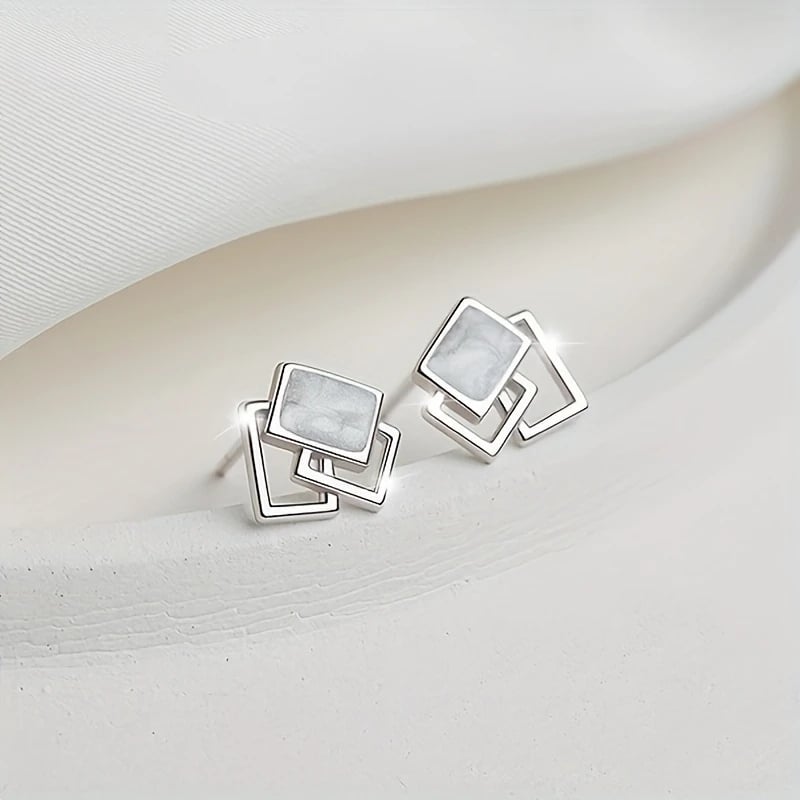 🔷Elegant Minimalist S925 Square Earrings✨