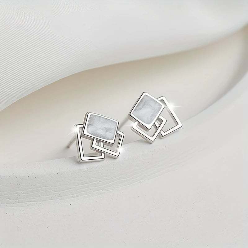 🔷Elegant Minimalist S925 Square Earrings✨