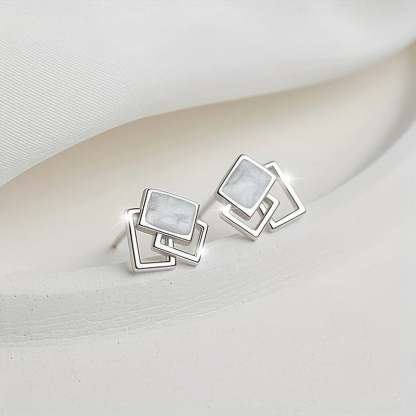🔷Elegant Minimalist S925 Square Earrings✨