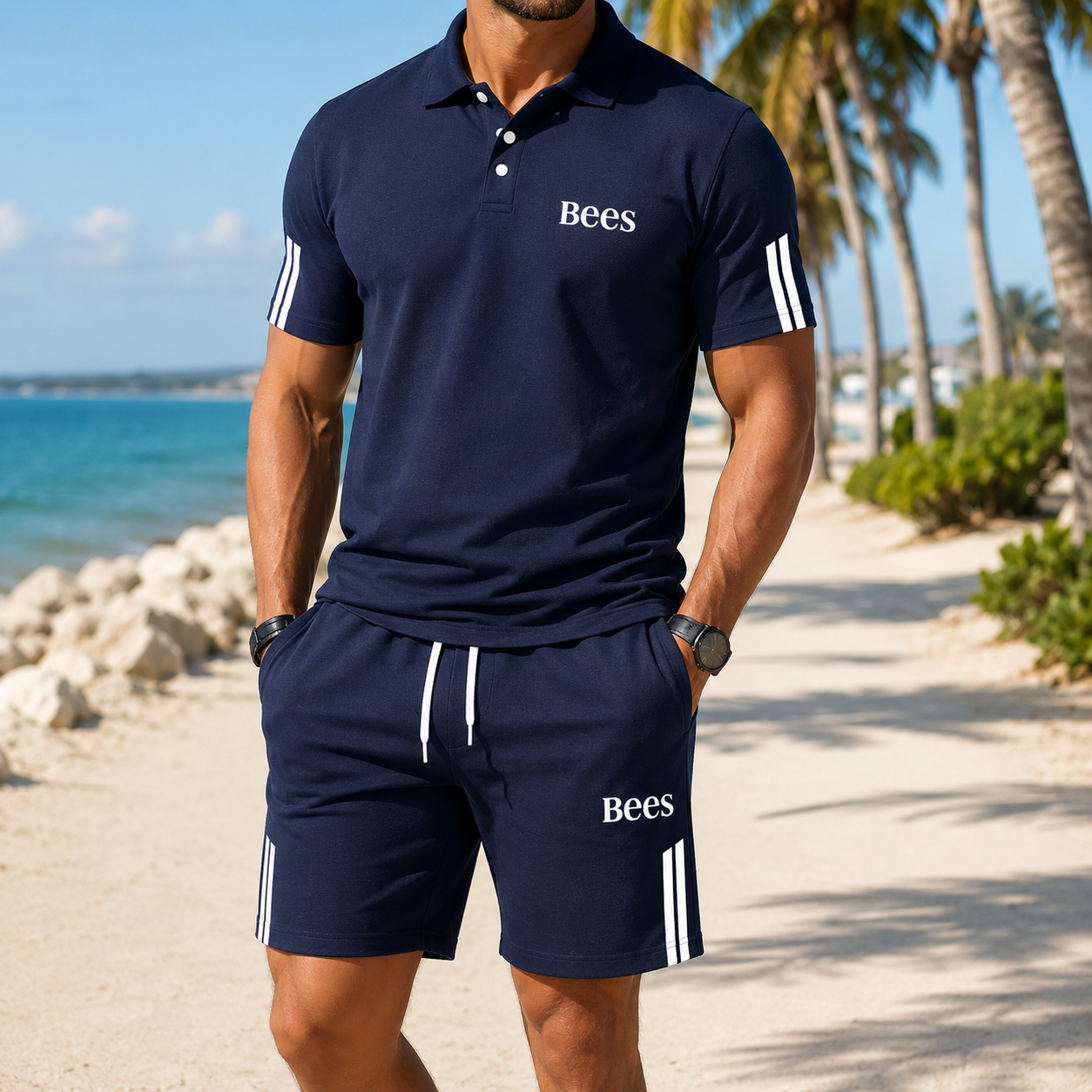 ⏰ Último día: ¡50% de descuento! 🔥 Conjunto de verano para hombre con polo y pantalón corto