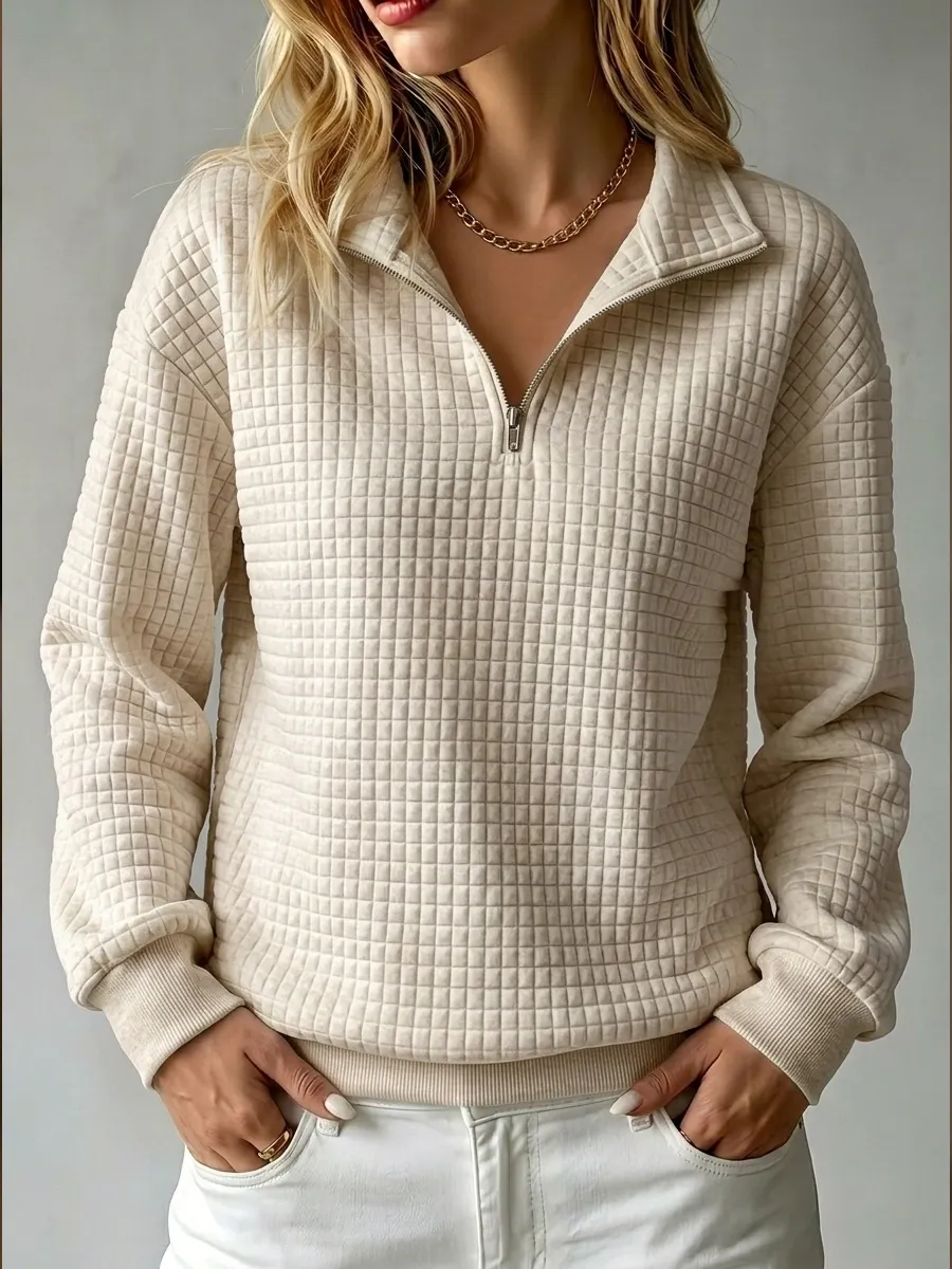 CLEARANCE SALE🔥50% OFF🔥 Women's Casual Quilted 1/4 Zip Sweatshirt