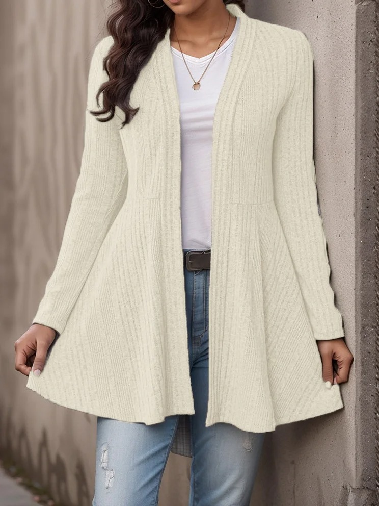Women Plain Cover Up Casual Split Joint Lightweight Cardigan
