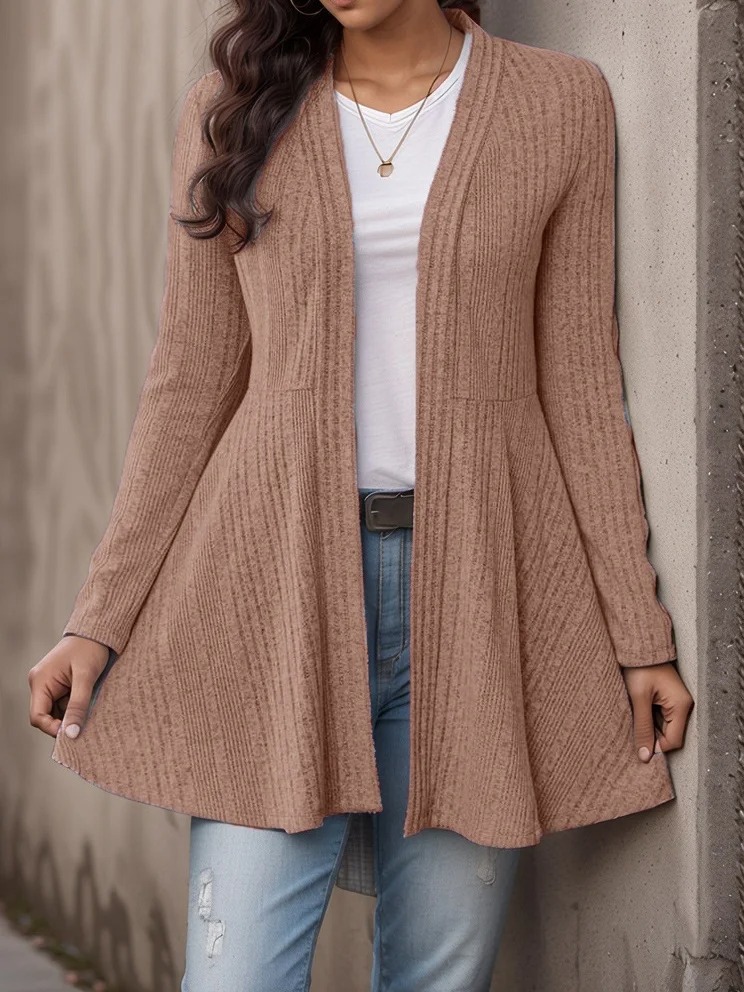 Women Plain Cover Up Casual Split Joint Lightweight Cardigan