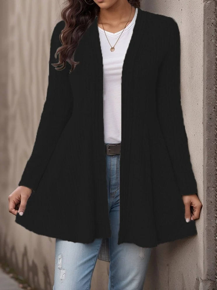 Women Plain Cover Up Casual Split Joint Lightweight Cardigan