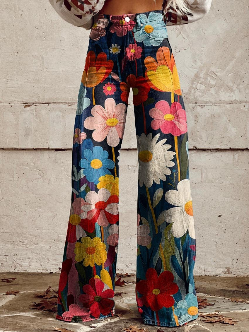 Women's Floral Wide Pants