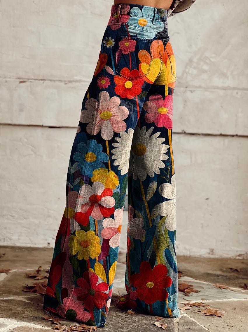 Women's Floral Wide Pants