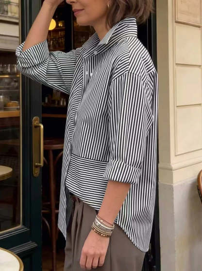 Casual Striped Linen-cotton Shirt