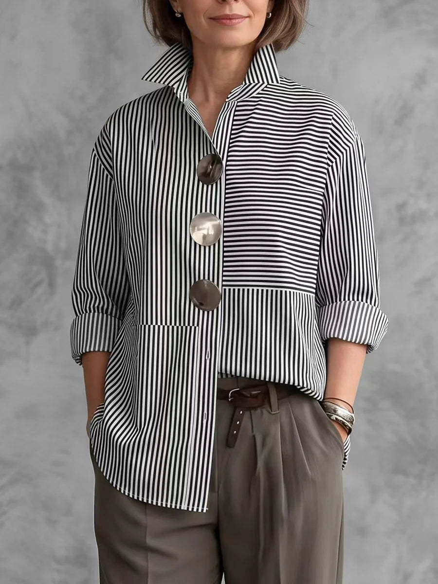 Casual Striped Linen-cotton Shirt