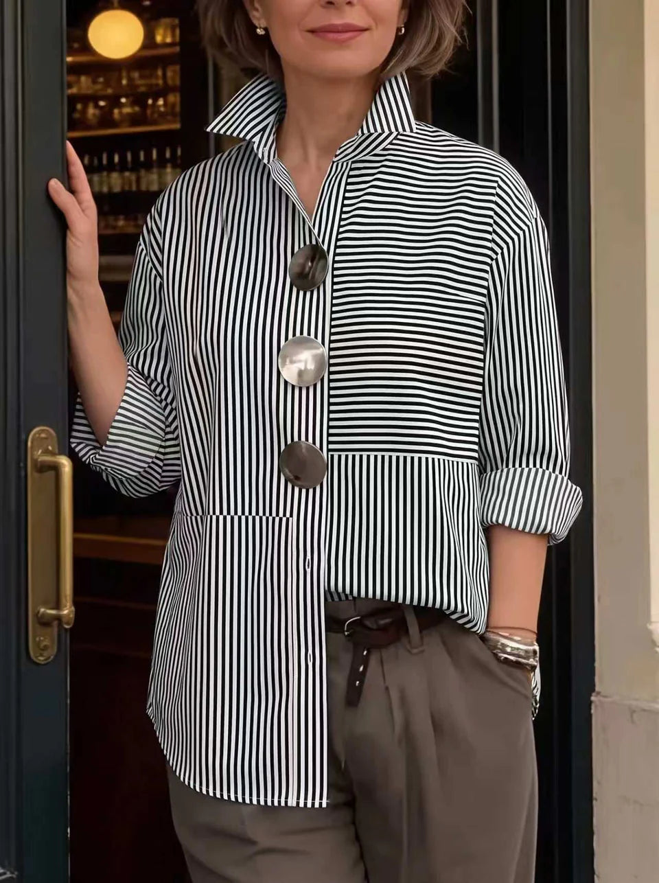 Casual Striped Linen-cotton Shirt
