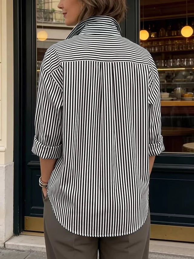 Casual Striped Linen-cotton Shirt
