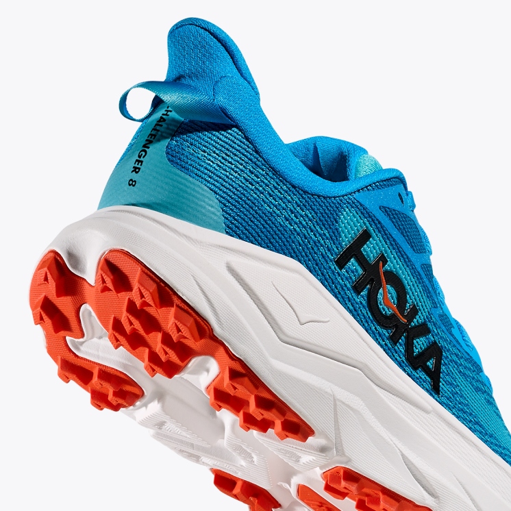 A close up of the rear section of the Challenger 8 shoe.