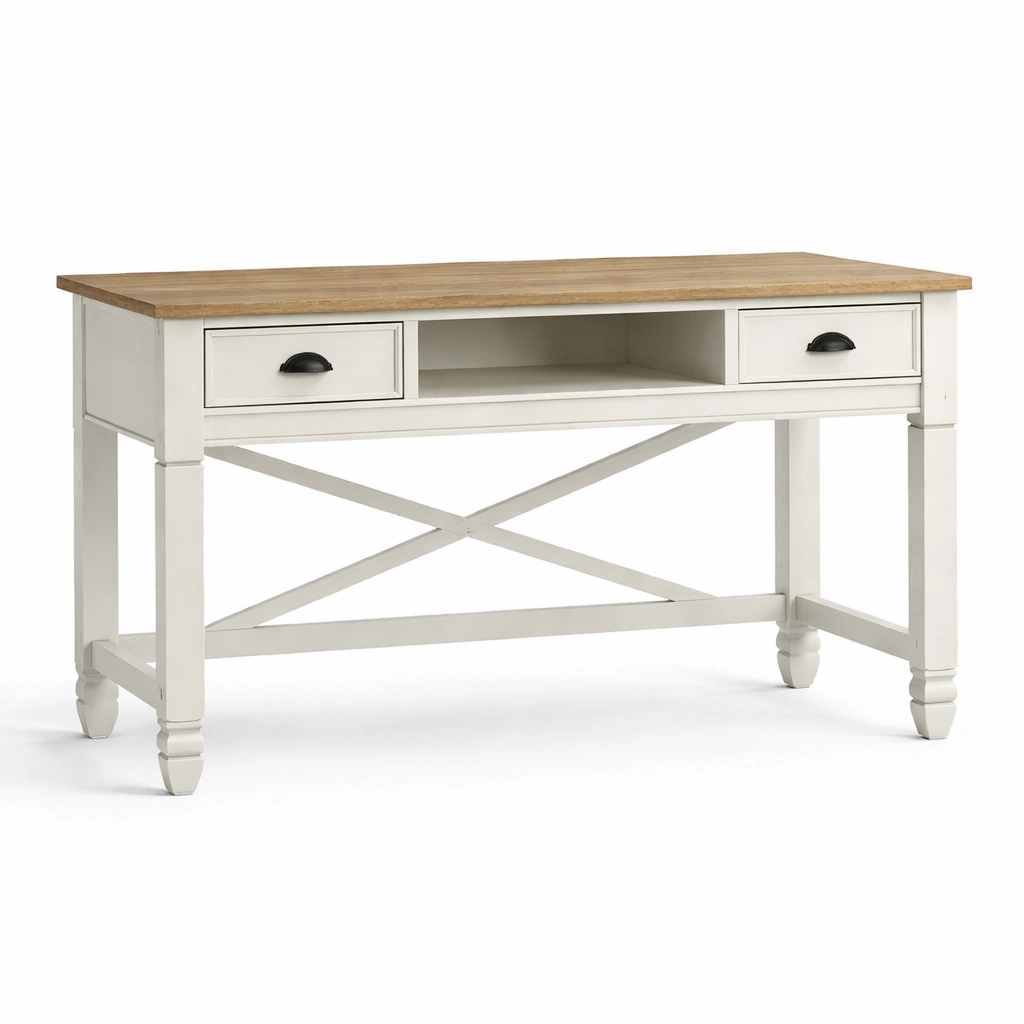 Schreibtisch aus eichenholz weiß 145x60x78 cm-furnnesty