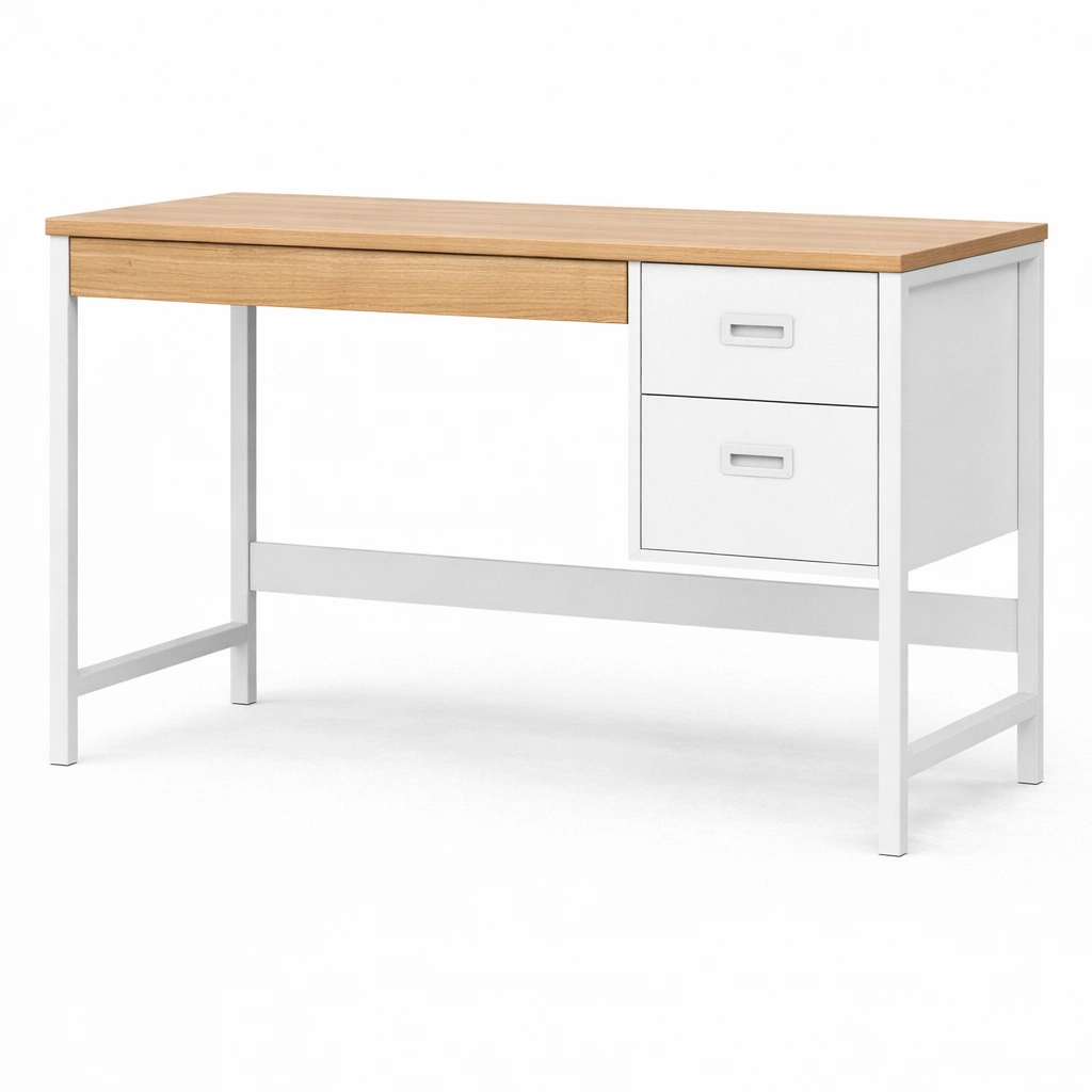 Schreibtisch aus holz und metall weiß 120x60x75 cm-furnnesty