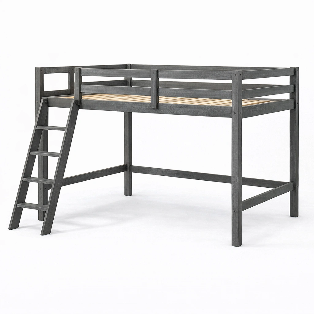 Hochbett aus holz grau-furnnesty