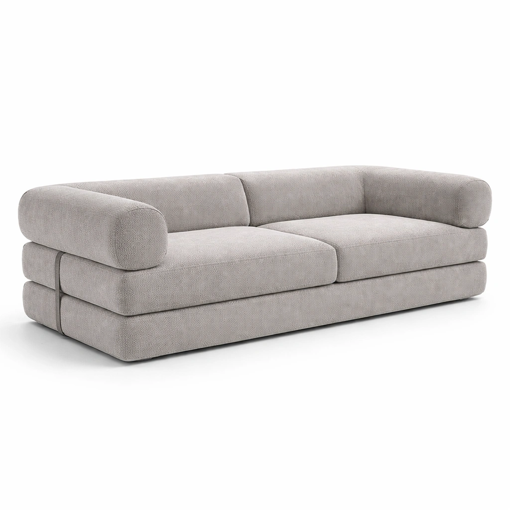 Sofa polyester hellgrau-furnlina