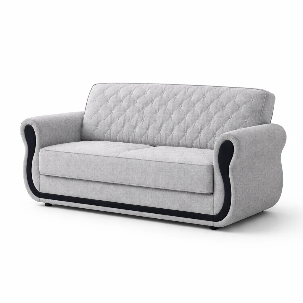 Sofa stoff hellgrau schwarz-furnlina