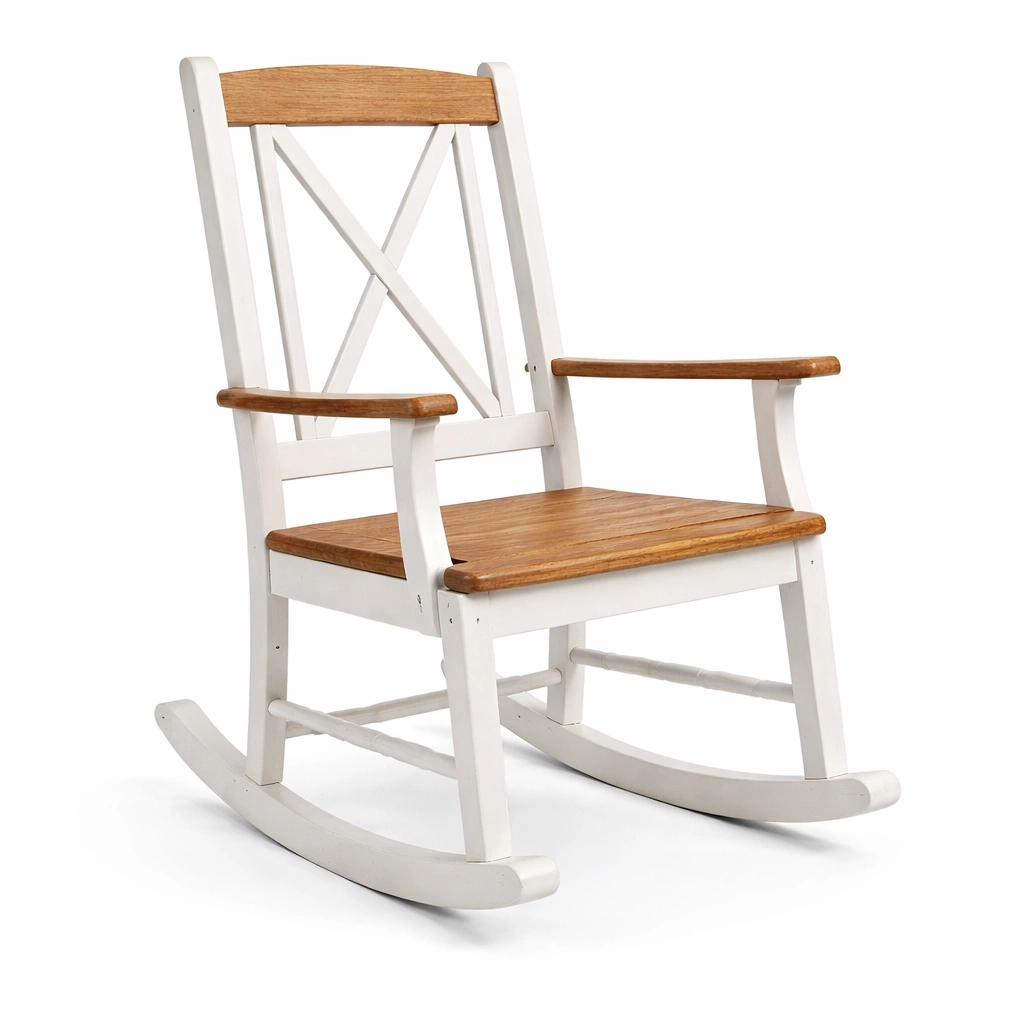 Schaukelstuhl aus eiche kiefer weiß natur-furnlina