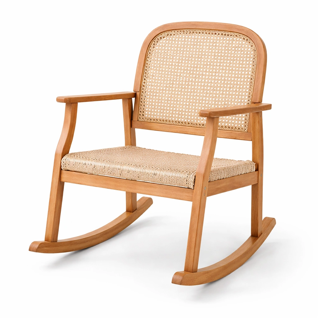 Schaukelstuhl aus holz rattan natur-furnlina