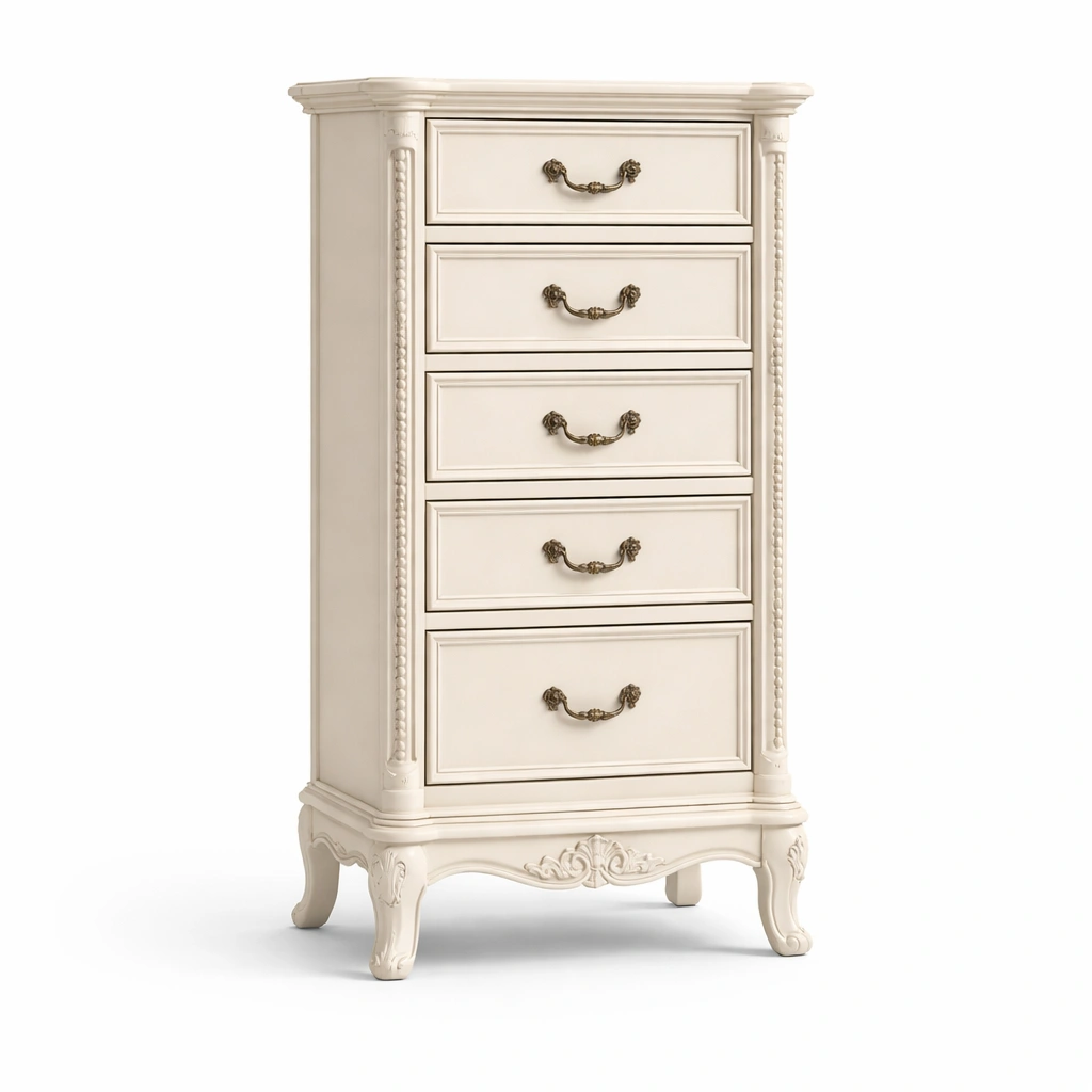 Kommode aus holz elfenbein mit schubladen-furnlina