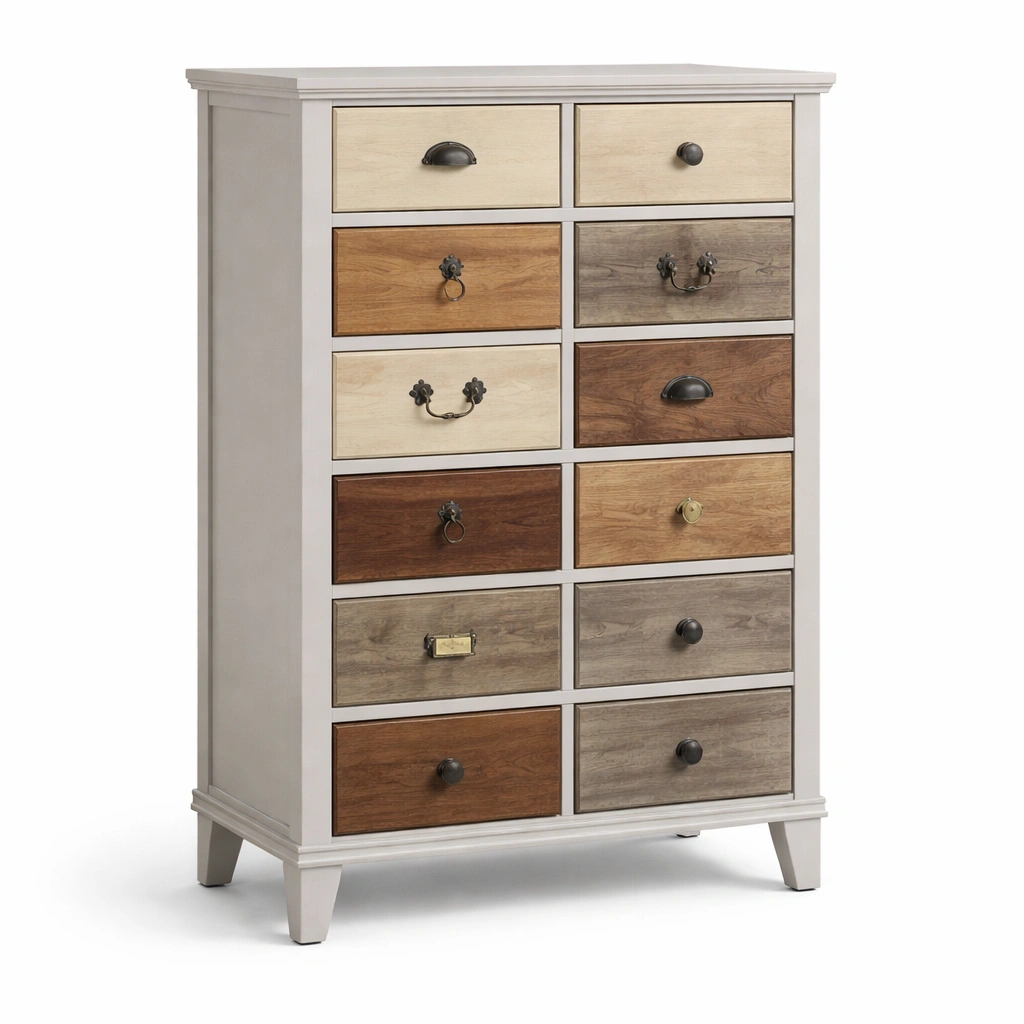 Kommode aus massivholz mehrfarbig mit schubladen-furnlina