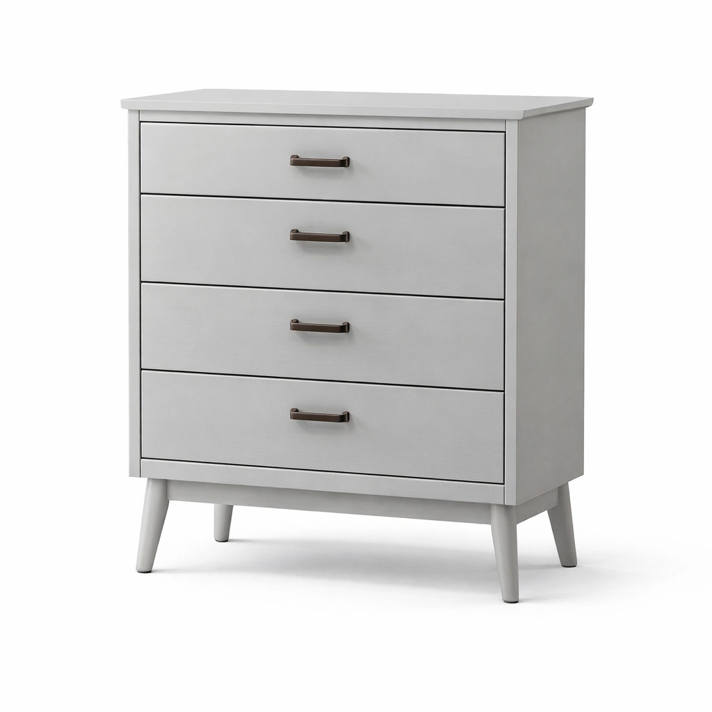 Kommode aus holz grau mit metallgriffen und schubladen 90x80x40 cm-furnlina