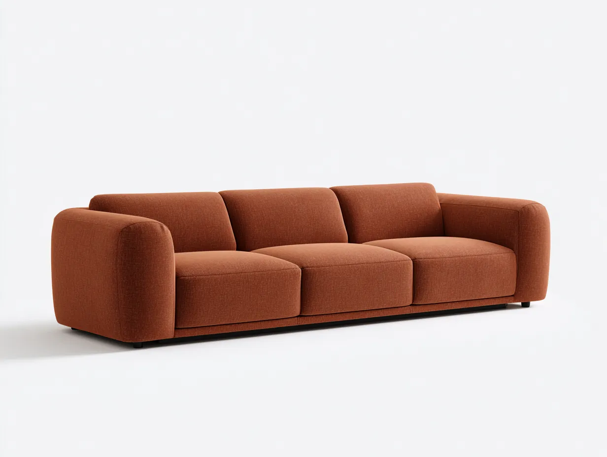 3-Sitzer Sofa aus Strukturstoff 228 x 94 x 78 cm - rostorange - für das Wohnzimmer - modern mit gerundeten Armlehnen-Zivoradonest