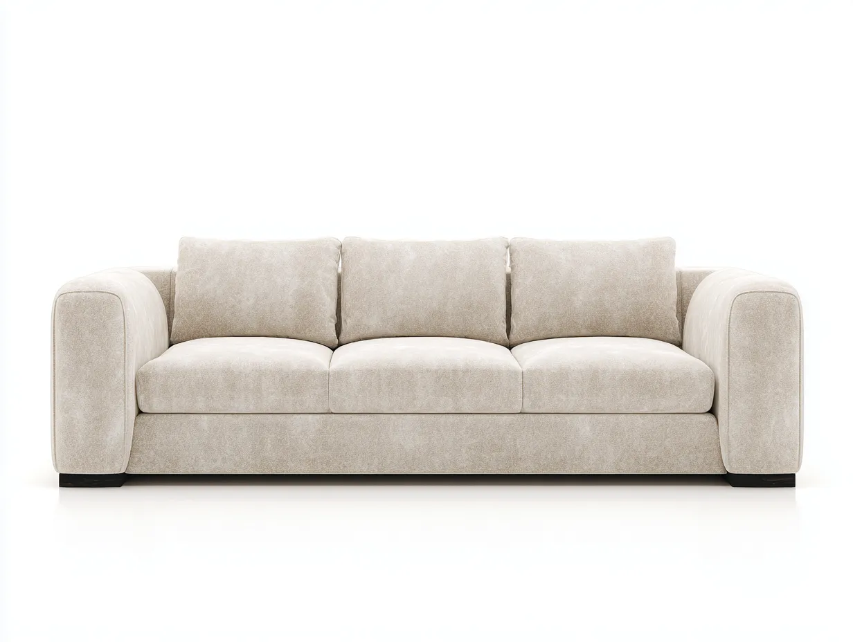 3-Sitzer Sofa Stoff 225 x 92 x 84 cm - cremebeige - für Wohnzimmer - modern mit abgerundeten Armlehnen-Zivoradonest