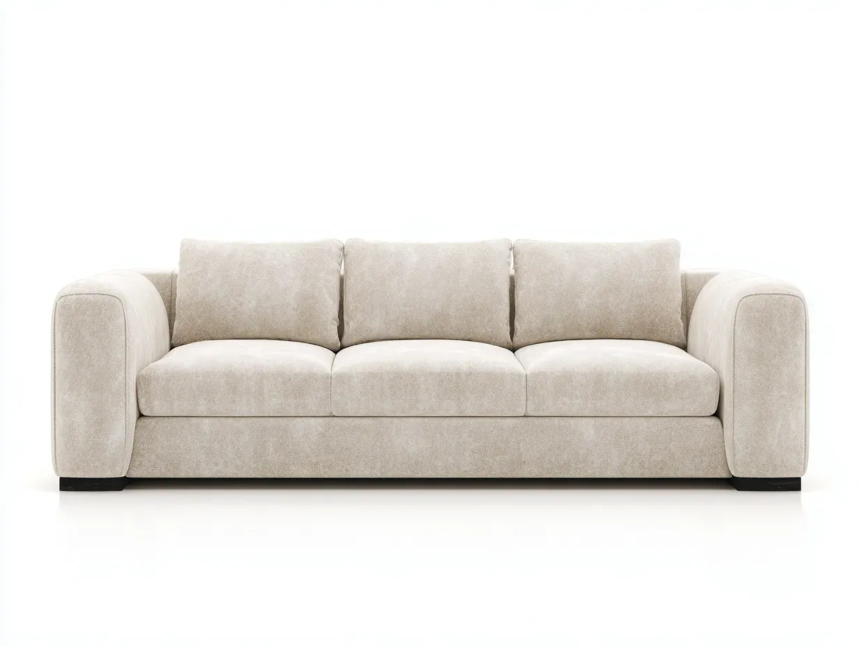 3-Sitzer Sofa Stoff 225 x 92 x 84 cm - cremebeige - für Wohnzimmer - modern mit abgerundeten Armlehnen-Zivoradonest
