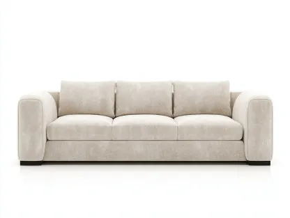 3-Sitzer Sofa Stoff 225 x 92 x 84 cm - cremebeige - für Wohnzimmer - modern mit abgerundeten Armlehnen-Zivoradonest