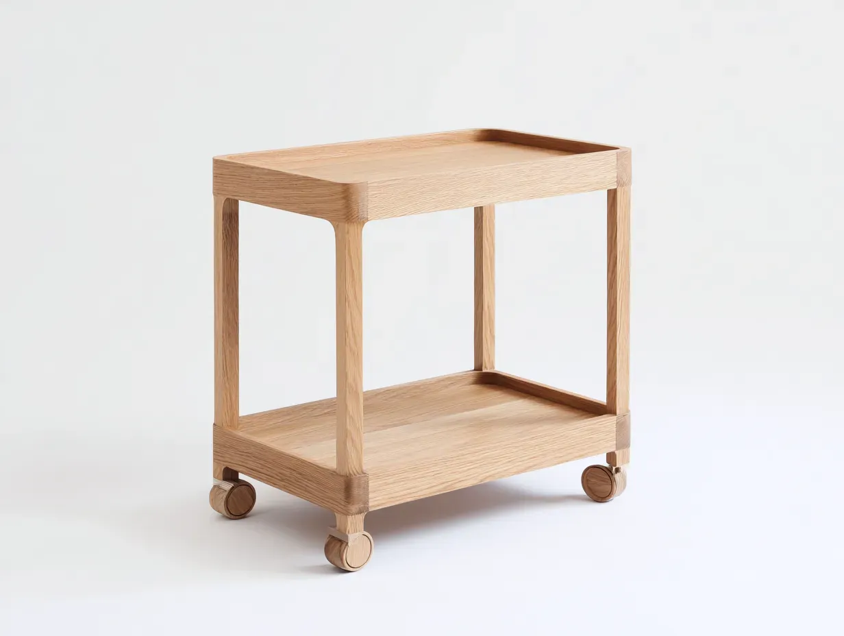 Küchenwagen Holz 58 x 38 x 76 cm - naturfarben - für der Küche - skandinavisch mit 2 Ebenen und Rollen-Zivoradonest