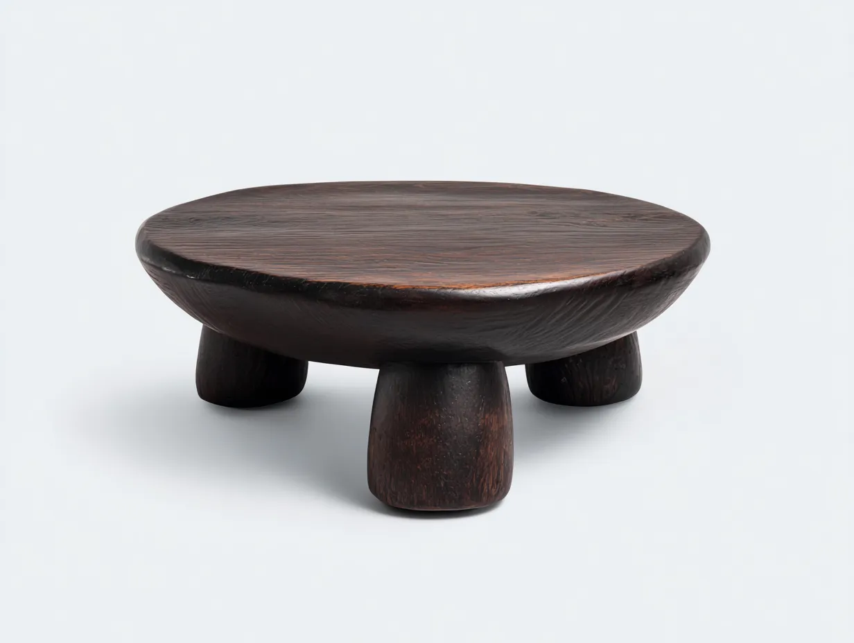 Couchtisch aus Holz 96 x 96 x 34 cm - dunkelbraun - für das Wohnzimmer - modern mit runder organischer Form und massivem Sockelfußdesign-Zivoradonest