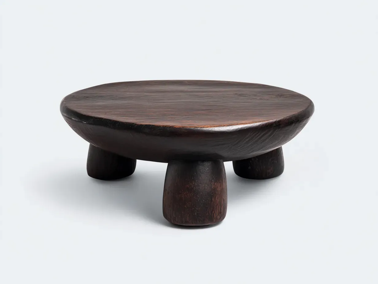 Couchtisch aus Holz 96 x 96 x 34 cm - dunkelbraun - für das Wohnzimmer - modern mit runder organischer Form und massivem Sockelfußdesign-Zivoradonest