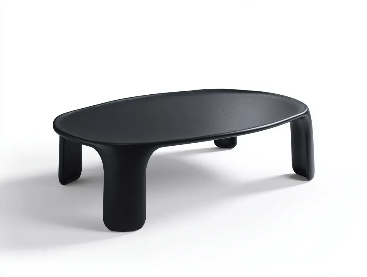 Couchtisch aus Holz 118 x 62 x 34 cm - schwarz - für das Wohnzimmer - modern mit organischer Form und abgerundeten Kanten-Zivoradonest