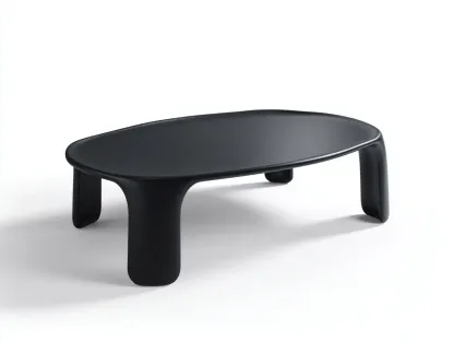 Couchtisch aus Holz 118 x 62 x 34 cm - schwarz - für das Wohnzimmer - modern mit organischer Form und abgerundeten Kanten-Zivoradonest