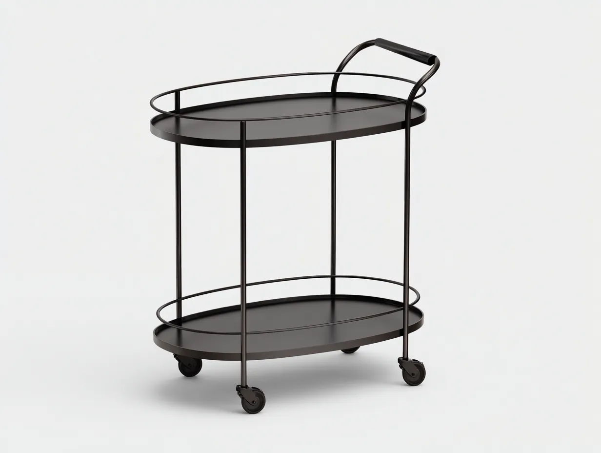 Küchenwagen Metall 70 x 42 x 84 cm - schwarz - für Küche - modern mit 2 Ebenen und Rollen-Zivoradonest