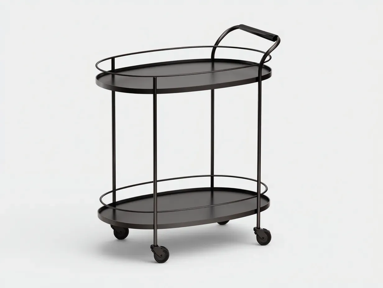 Küchenwagen Metall 70 x 42 x 84 cm - schwarz - für Küche - modern mit 2 Ebenen und Rollen-Zivoradonest