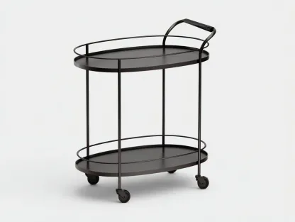 Küchenwagen Metall 70 x 42 x 84 cm - schwarz - für Küche - modern mit 2 Ebenen und Rollen-Zivoradonest