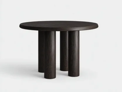 Runder Tisch Holz 120 x 120 x 75 cm - dunkelbraun - für Esszimmer - modern mit Säulenfußgestell-Zivoradonest