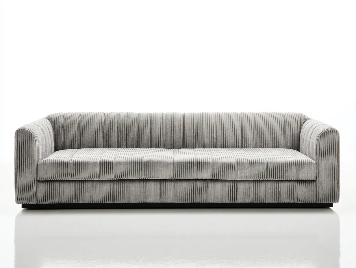 3-Sitzer Sofa aus Strukturstoff 232 x 92 x 76 cm - hellgrau - für das Wohnzimmer - modern mit vertikaler Linienstruktur-Zivoradonest