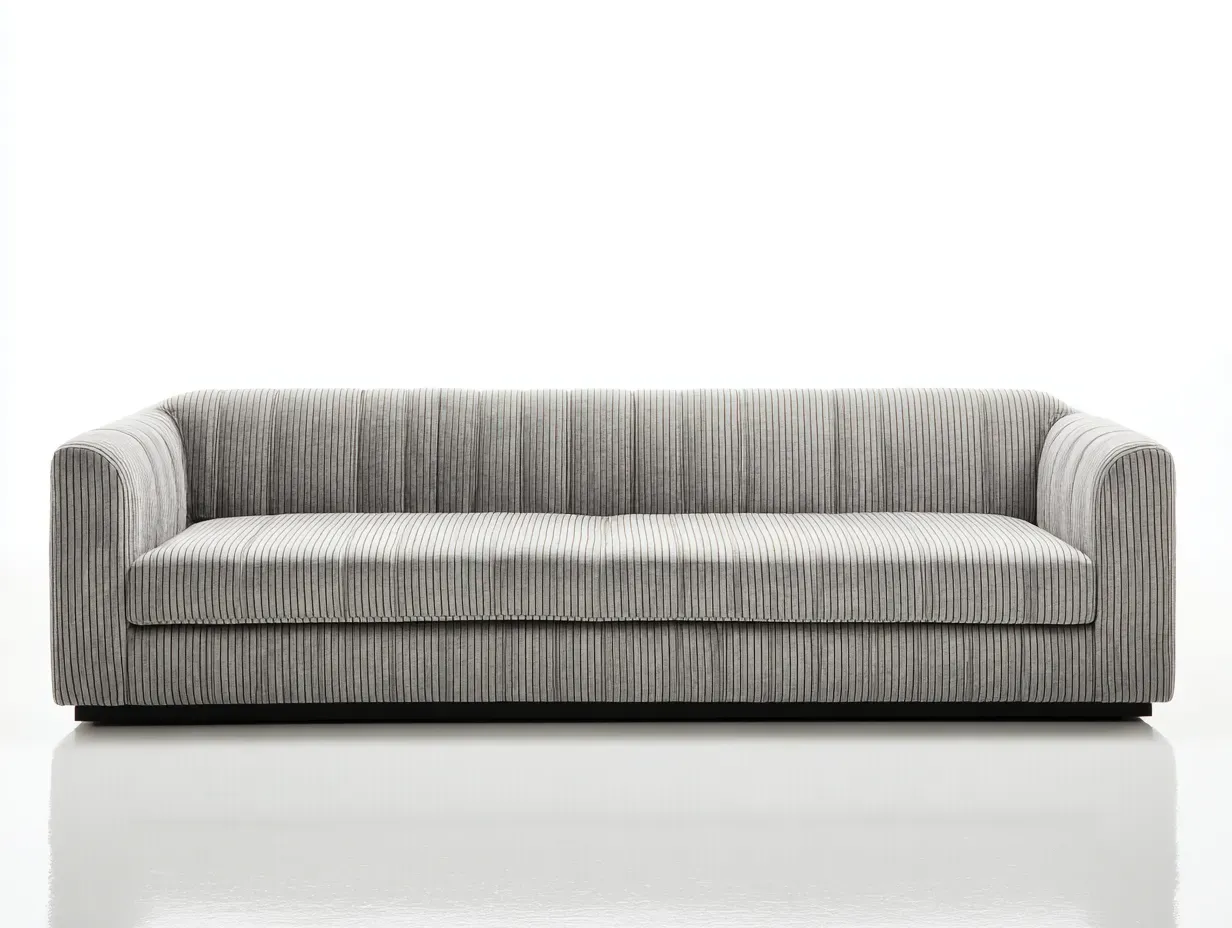 3-Sitzer Sofa aus Strukturstoff 232 x 92 x 76 cm - hellgrau - für das Wohnzimmer - modern mit vertikaler Linienstruktur-Zivoradonest