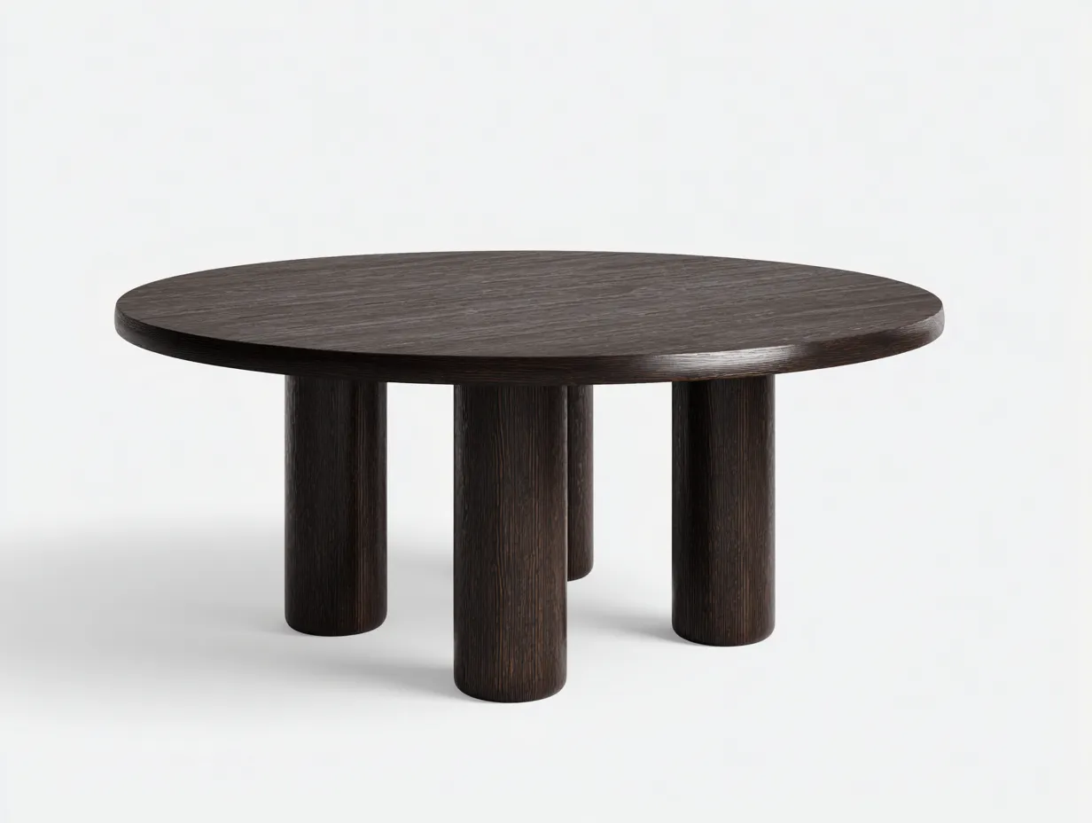 Runder Tisch Holz 122 x 122 x 75 cm - dunkelbraun - für Esszimmer - modern mit Säulenfußgestell-Zivoradonest