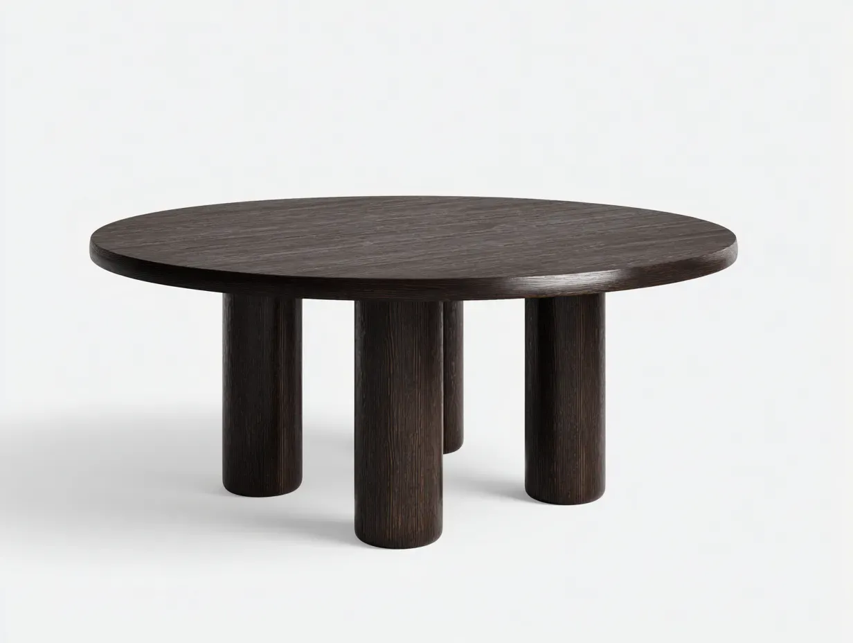 Runder Tisch Holz 122 x 122 x 75 cm - dunkelbraun - für Esszimmer - modern mit Säulenfußgestell-Zivoradonest