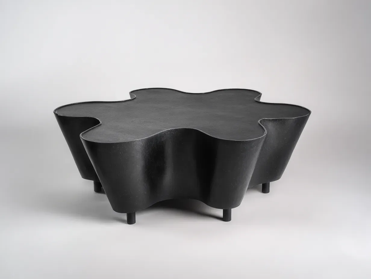 Couchtisch Holz 95 x 95 x 38 cm - schwarz - für Wohnzimmer - modern organisch mit skulpturaler Form-Zivoradonest