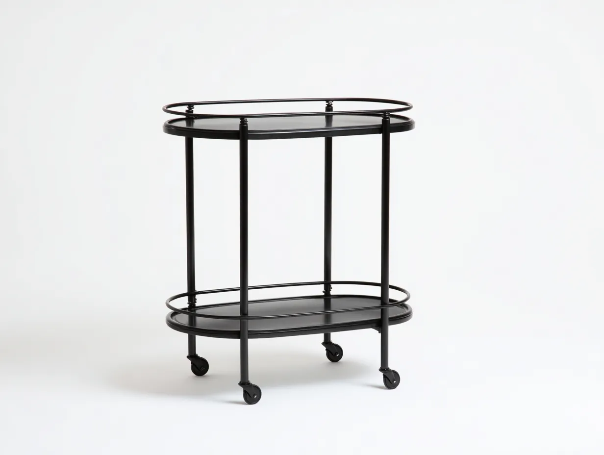 Küchenwagen Metall 68 x 40 x 82 cm - schwarz - für Küche - modern mit 2 Ebenen und Rollen-Zivoradonest