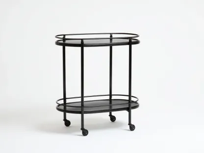 Küchenwagen Metall 68 x 40 x 82 cm - schwarz - für Küche - modern mit 2 Ebenen und Rollen-Zivoradonest