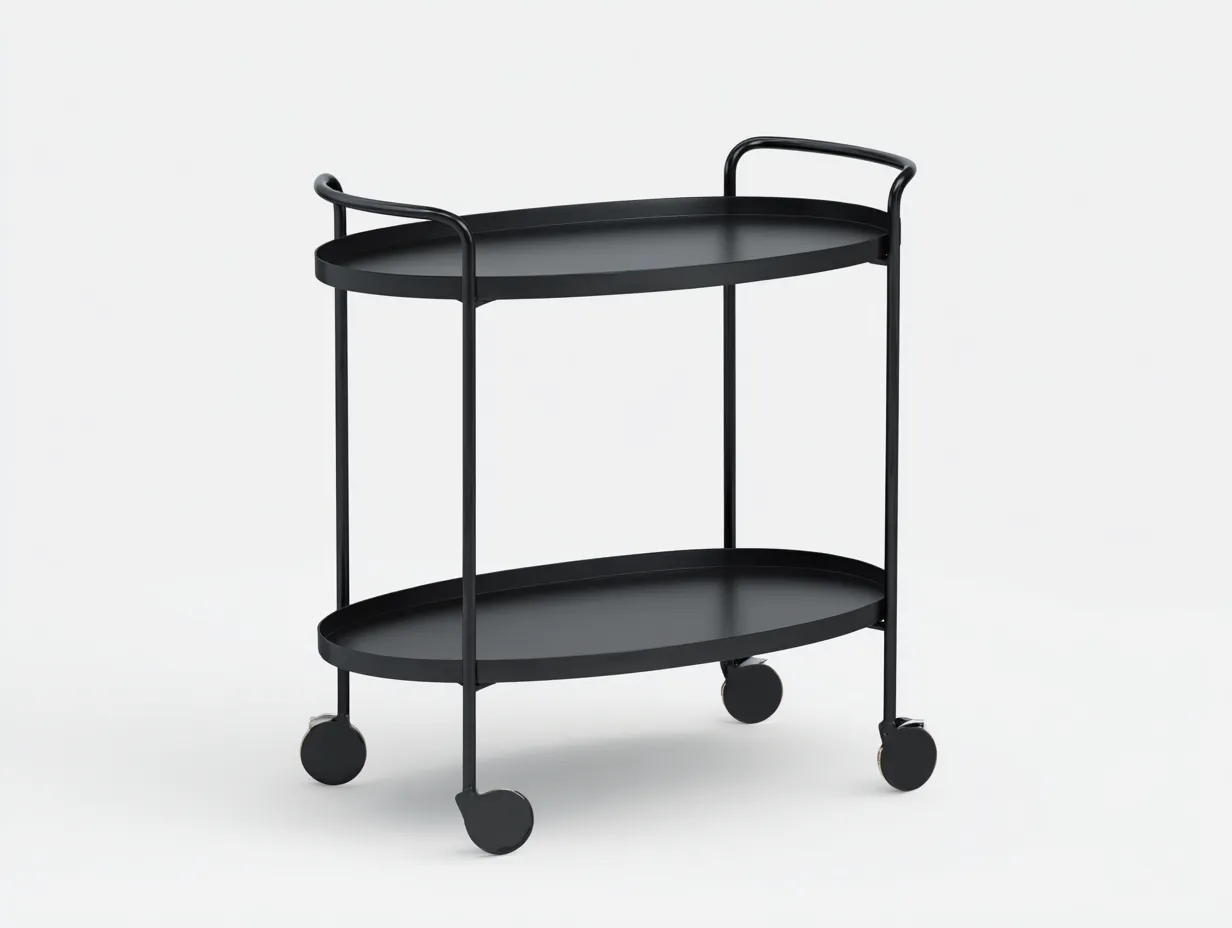 Küchenwagen aus Metall 76 x 42 x 84 cm - schwarz - mit 2 Ablagen und Rollen - für Küche - modern minimalistisch-Zivoradonest