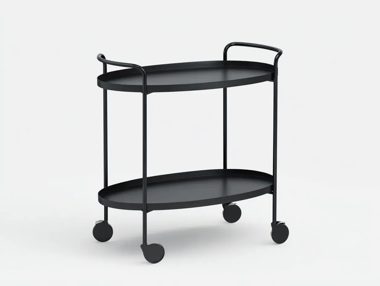 Küchenwagen aus Metall 76 x 42 x 84 cm - schwarz - mit 2 Ablagen und Rollen - für Küche - modern minimalistisch-Zivoradonest